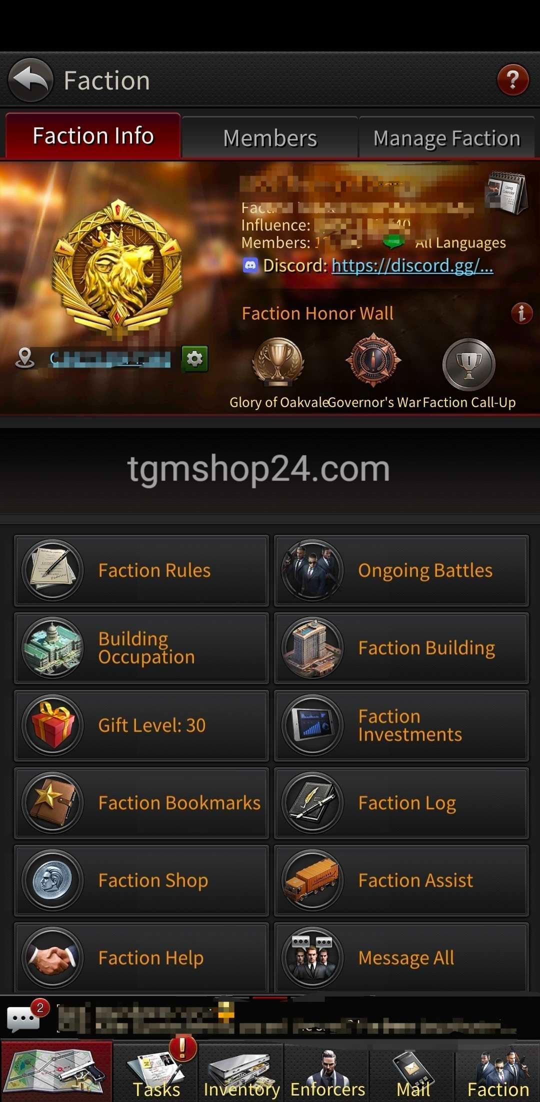 Selling Faction Shell Gift Level 30