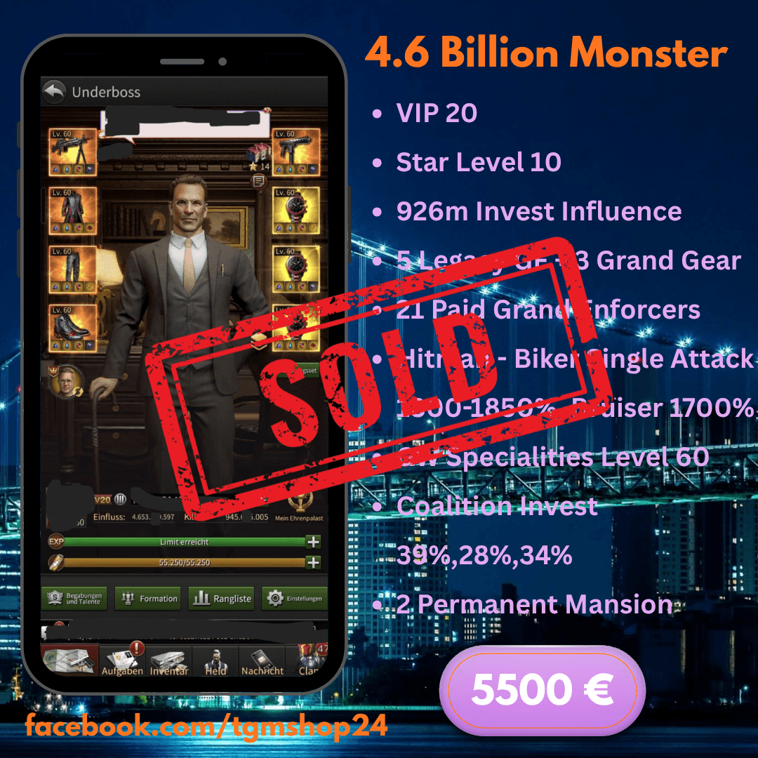4.6 Billion Monster Account VIP 20 Legacy GF